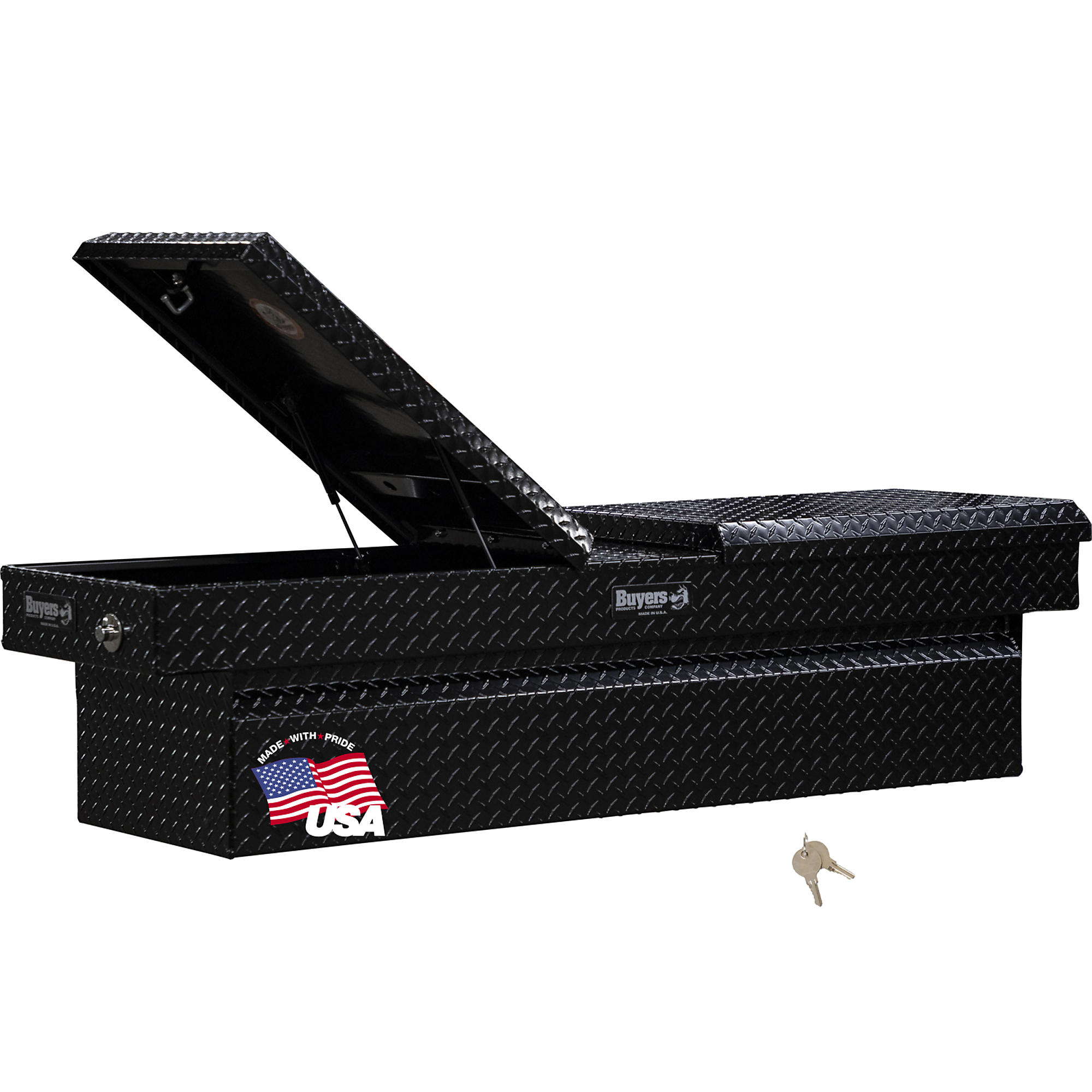 Buyers Products, 71x20x18 Crossover Gull Wing Pickup Truck Bed Tool Box, Width 71 in, Material Aluminum, Color Finish Glossy Black, Model# 1720410